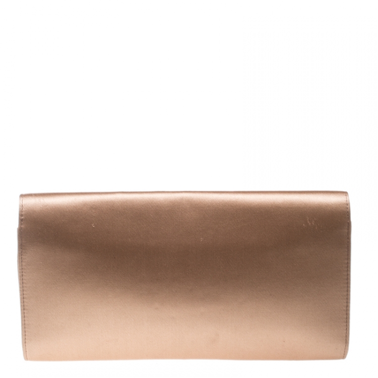 Pre Owned Saint Laurent Dusty Pink Satin Sac Muse Clutch