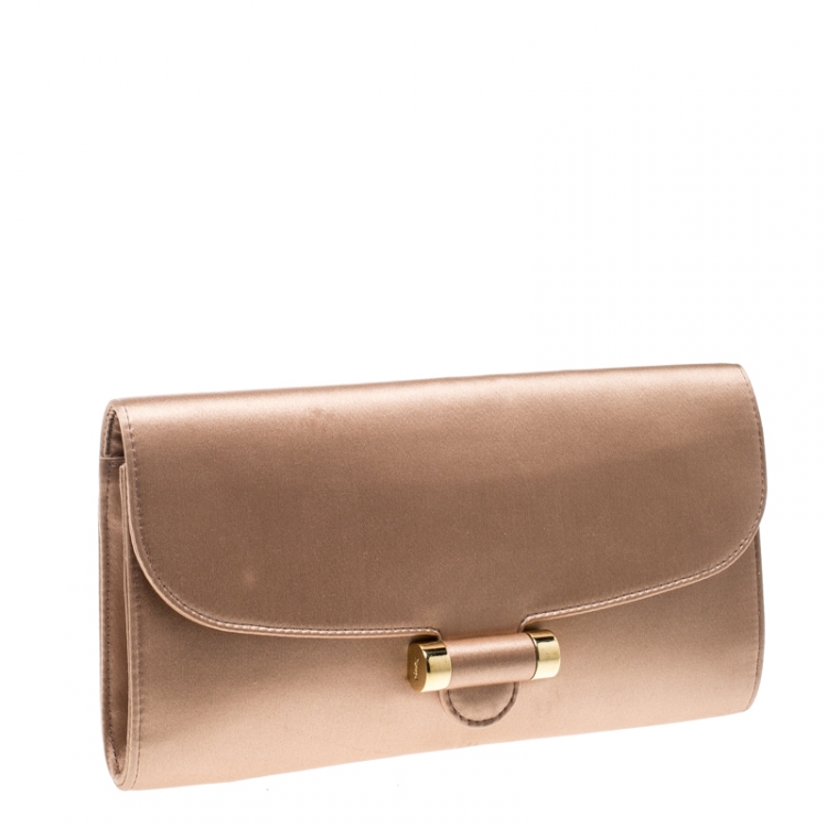 Pre Owned Saint Laurent Dusty Pink Satin Sac Muse Clutch