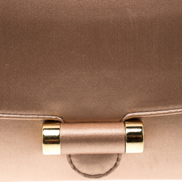 Pre Owned Saint Laurent Dusty Pink Satin Sac Muse Clutch