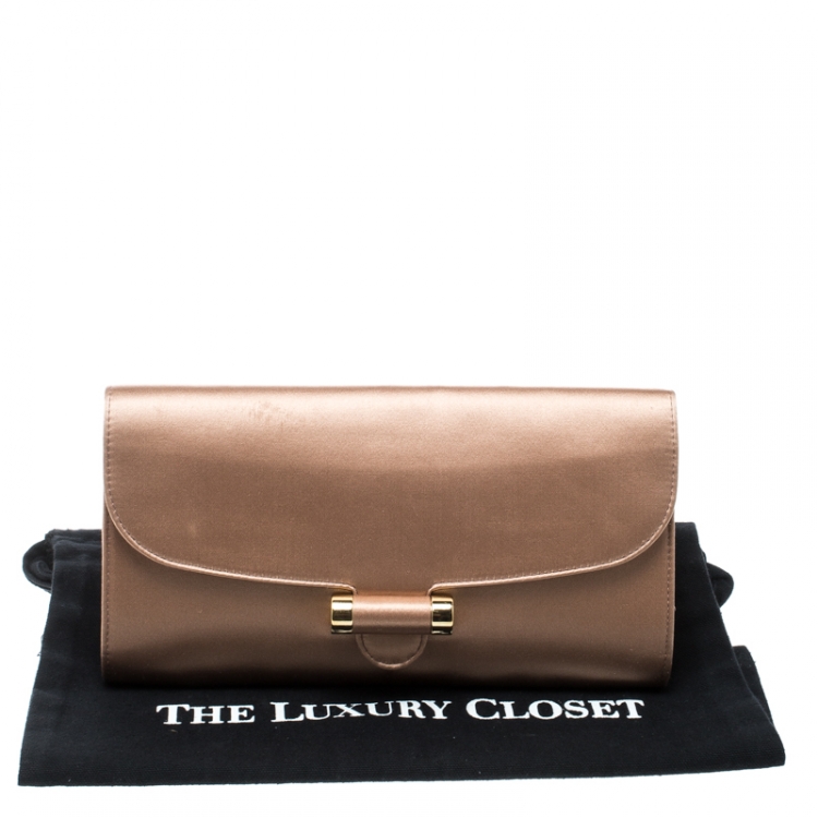Pre Owned Saint Laurent Dusty Pink Satin Sac Muse Clutch