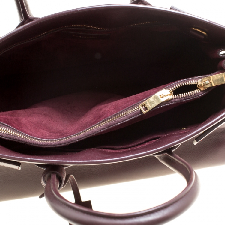 Pre Owned Saint Laurent Burgundy Leather Small Classic Sac De Jour Tote