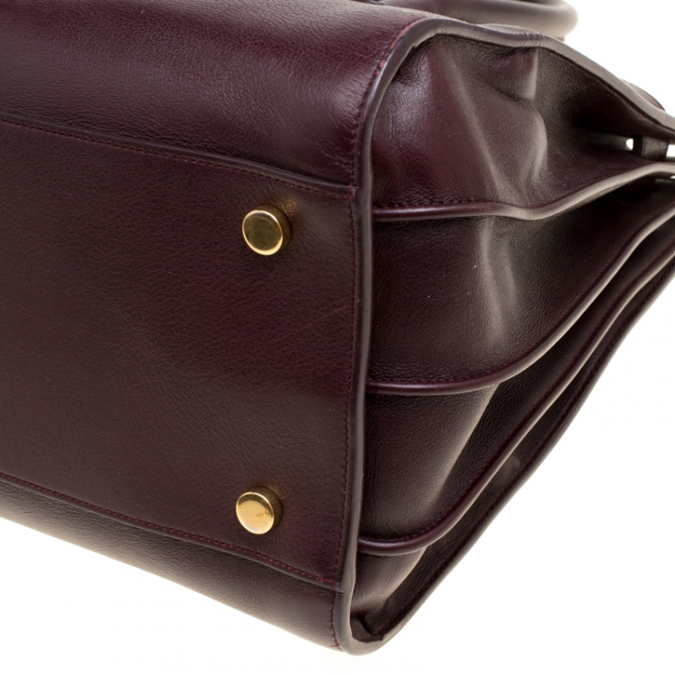 Pre Owned Saint Laurent Burgundy Leather Small Classic Sac De Jour Tote