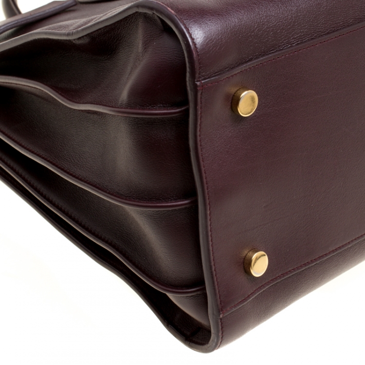 Pre Owned Saint Laurent Burgundy Leather Small Classic Sac De Jour Tote