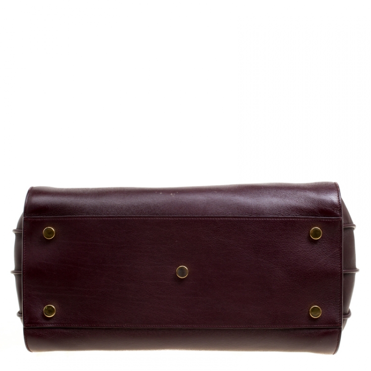 Pre Owned Saint Laurent Burgundy Leather Small Classic Sac De Jour Tote