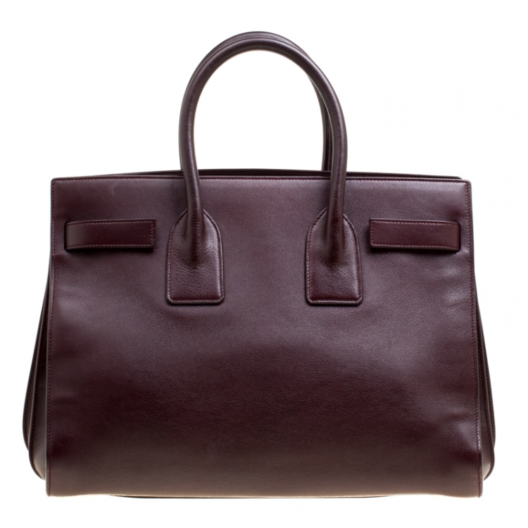 Pre Owned Saint Laurent Burgundy Leather Small Classic Sac De Jour Tote