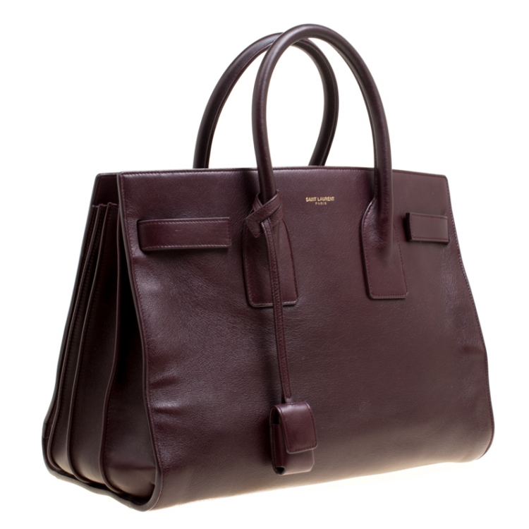 Pre Owned Saint Laurent Burgundy Leather Small Classic Sac De Jour Tote