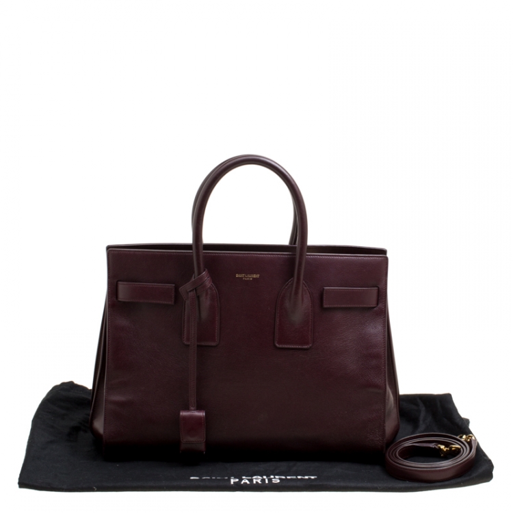 Pre Owned Saint Laurent Burgundy Leather Small Classic Sac De Jour Tote