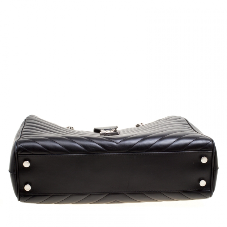 Pre Owned Saint Laurent Black Matelasse Leather Cassandre Shopper Tote