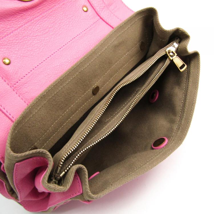 Pre Owned Saint Laurent Paris Two Tone Leather and Canvas Muse Two Bag