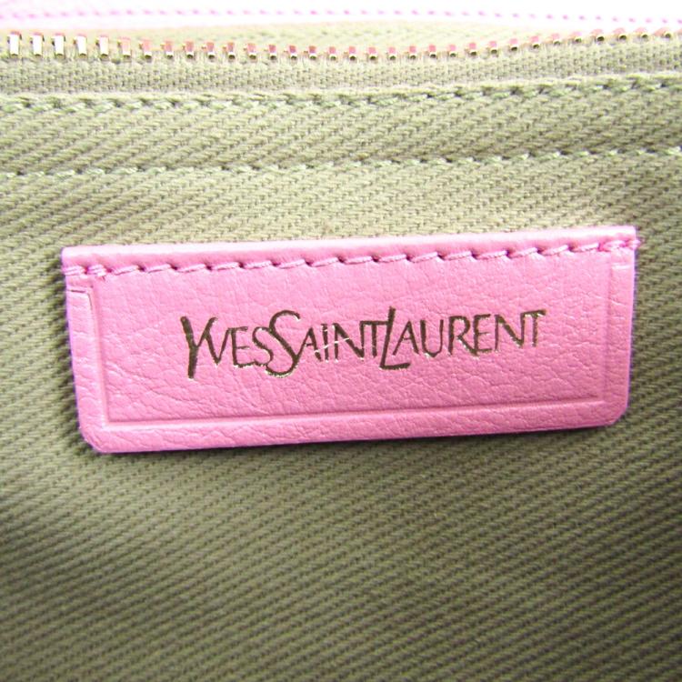 Pre Owned Saint Laurent Paris Two Tone Leather and Canvas Muse Two Bag