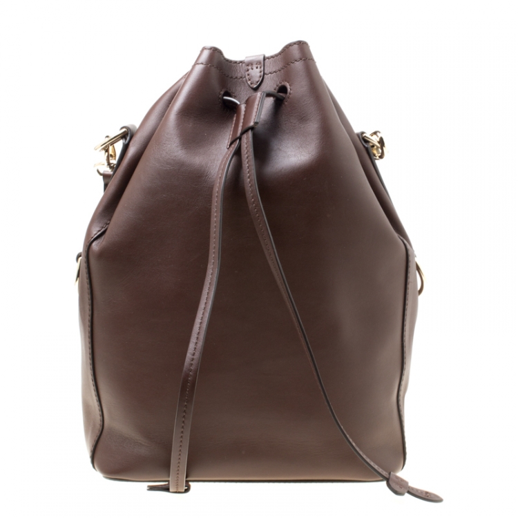 Pre Owned Ralph Lauren Brown Leather Ricky Drawstring Bucket Bag