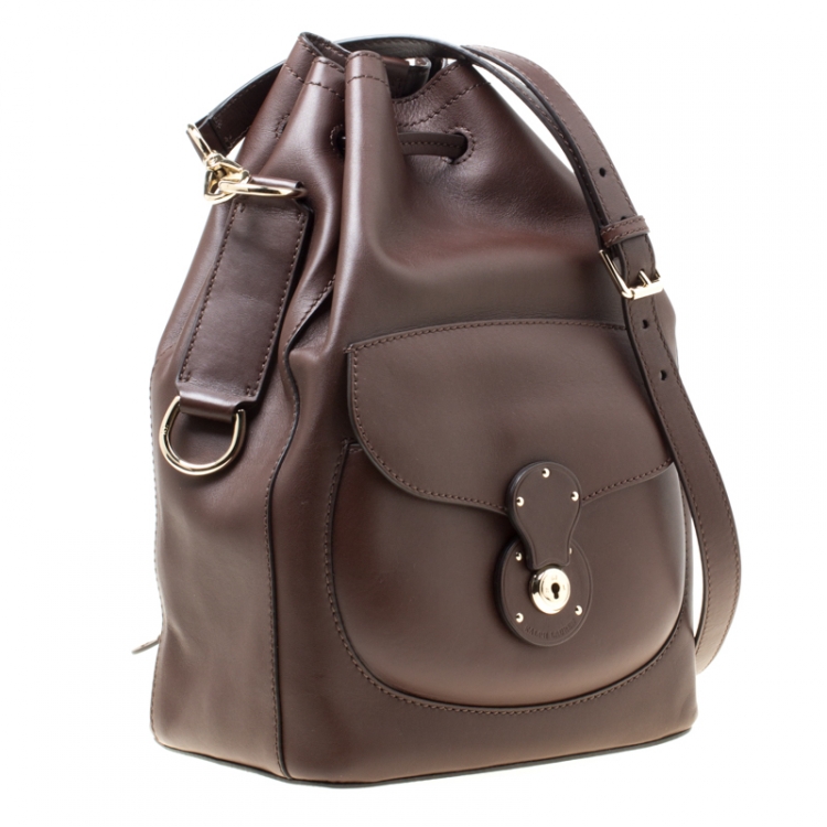 Pre Owned Ralph Lauren Brown Leather Ricky Drawstring Bucket Bag