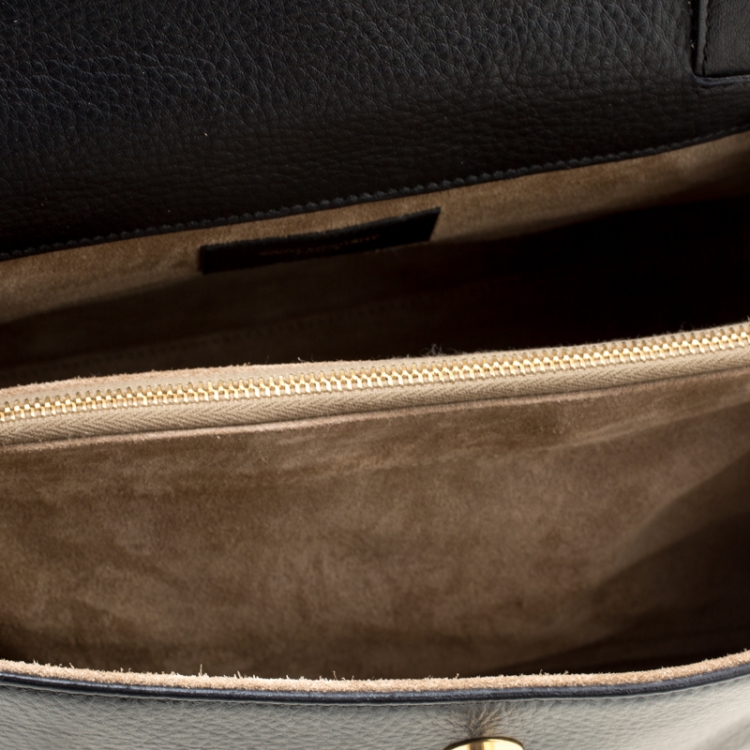 Pre Owned Saint Laurent Black/Beige Leather Small Muse Two Top Handle Bag