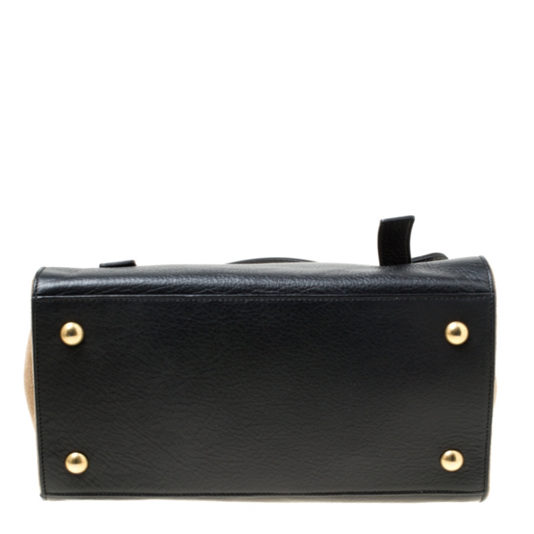 Pre Owned Saint Laurent Black/Beige Leather Small Muse Two Top Handle Bag