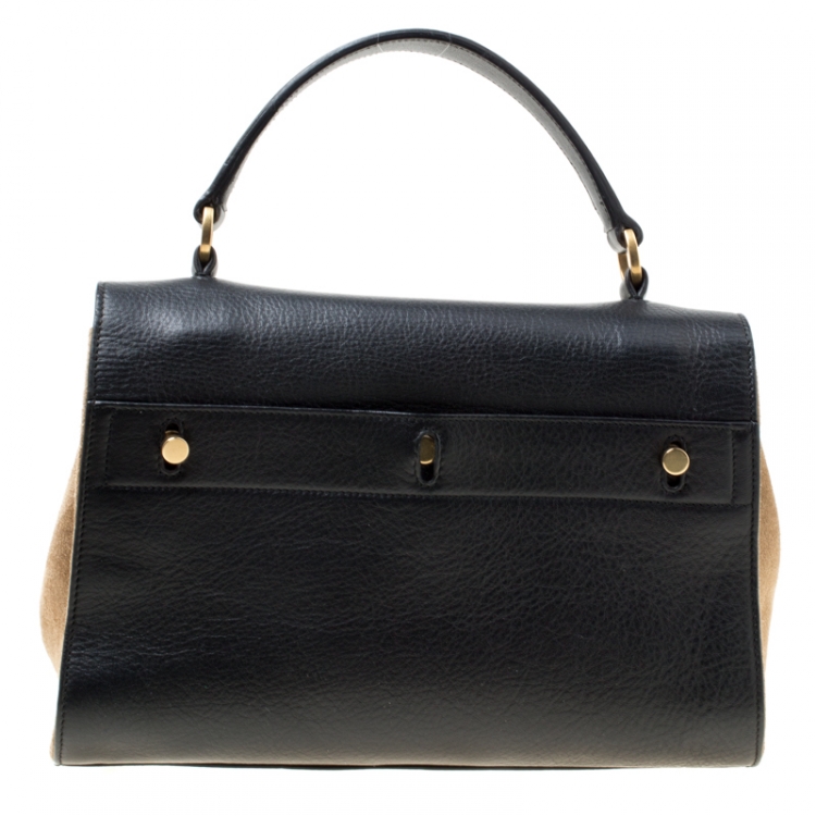 Pre Owned Saint Laurent Black/Beige Leather Small Muse Two Top Handle Bag