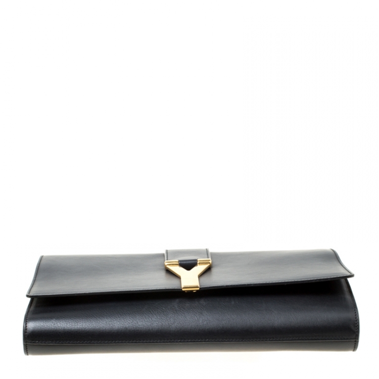 Pre Owned Saint Laurent Black Leather Chyc Clutch