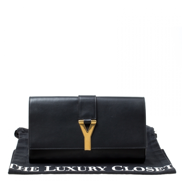Pre Owned Saint Laurent Black Leather Chyc Clutch