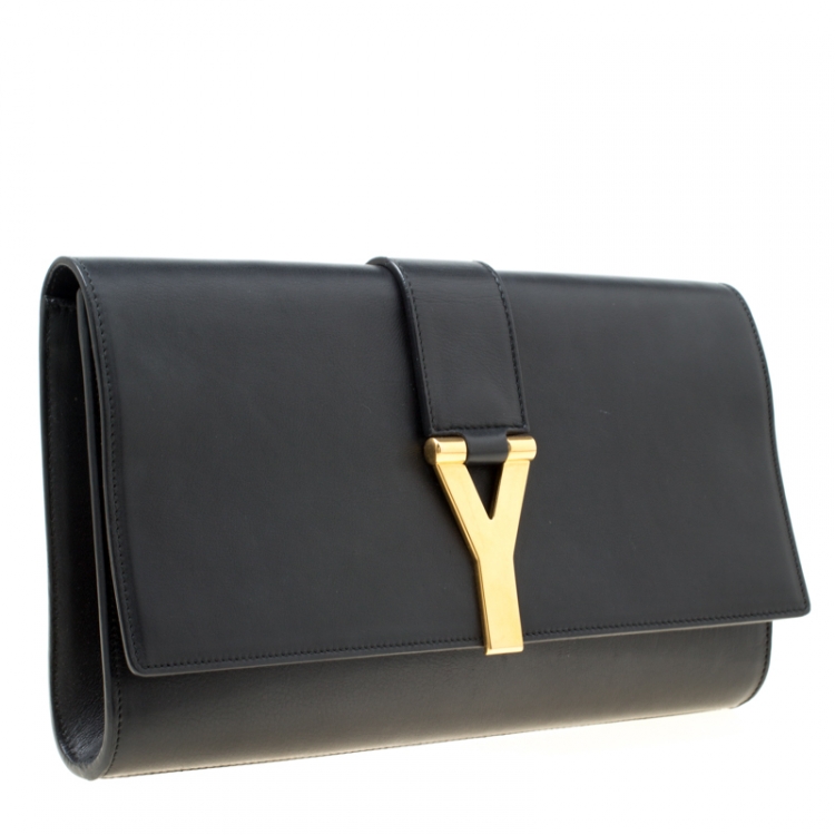 Pre Owned Saint Laurent Black Leather Chyc Clutch