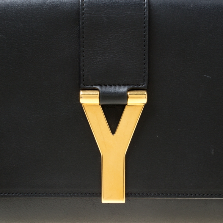 Pre Owned Saint Laurent Black Leather Chyc Clutch