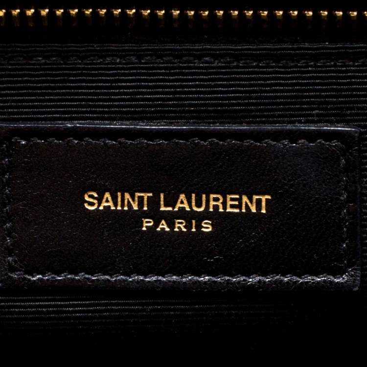 Pre Owned Saint Laurent Black Matelasse Leather Large Cassandre Flap Bag