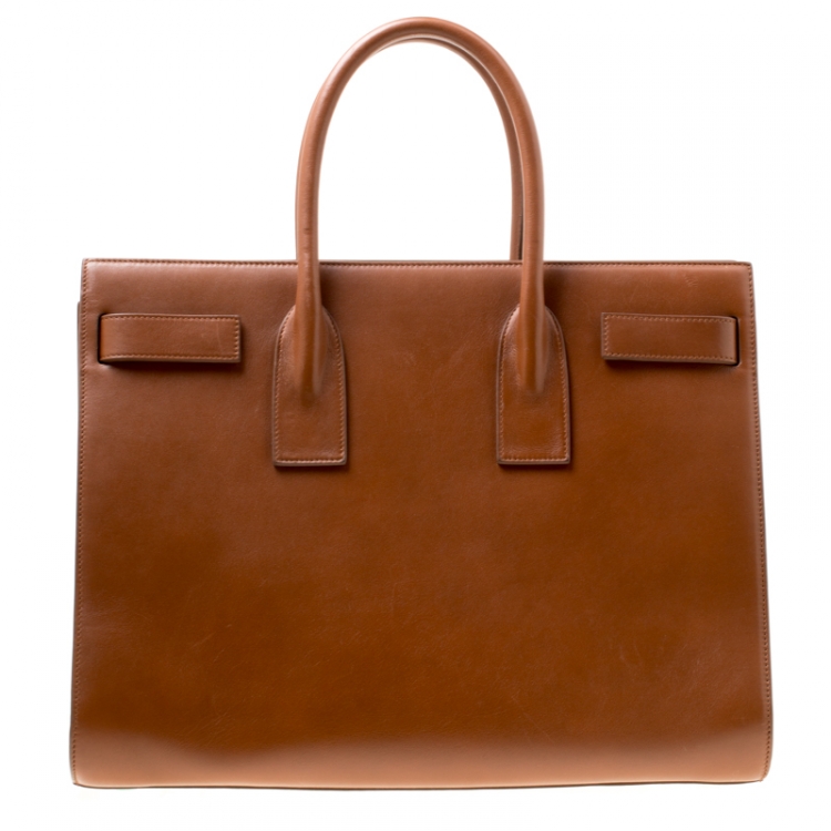 Pre Owned Saint Laurent Brown Leather Large Sac De Jour Tote