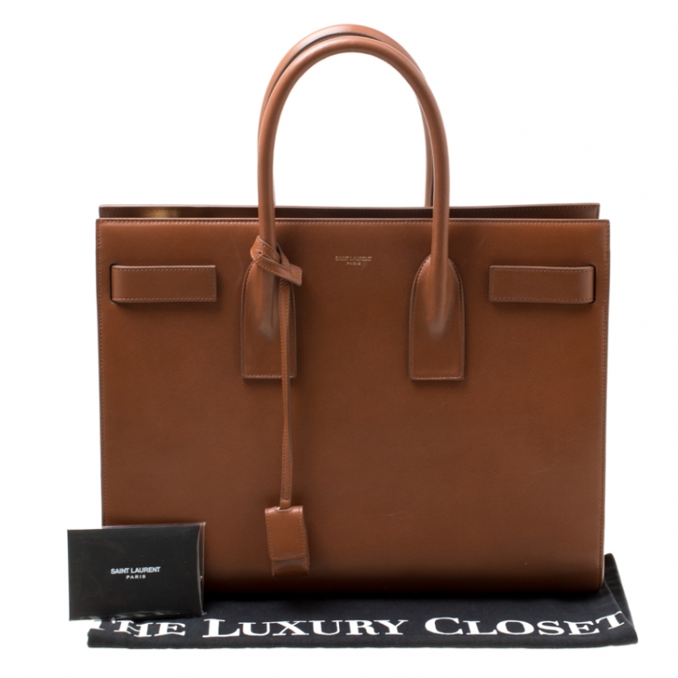 Pre Owned Saint Laurent Brown Leather Large Sac De Jour Tote