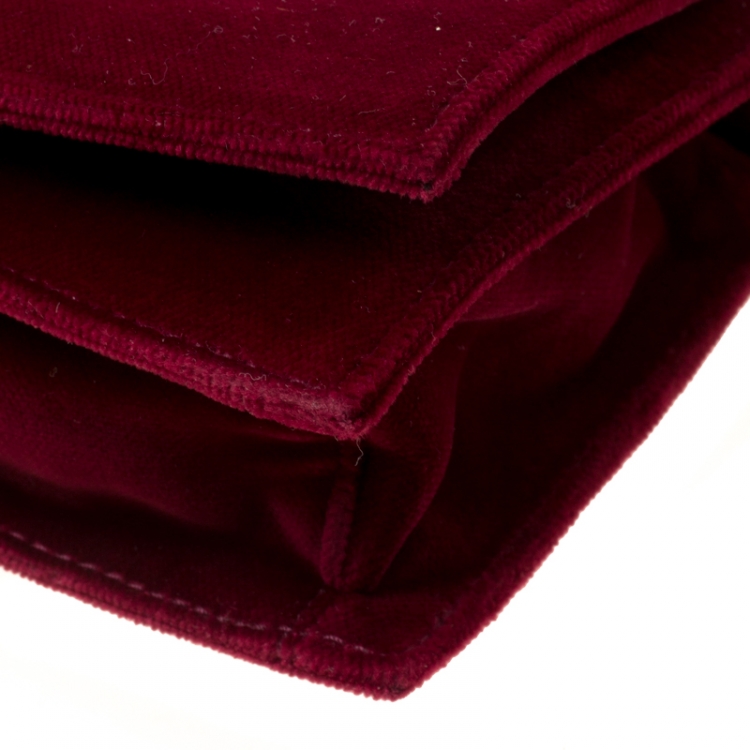 Pre Owned Saint Laurent Red Velvet Venise Shoulder Bag 