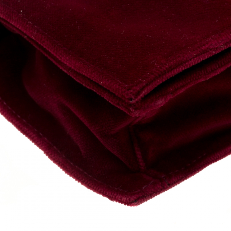 Pre Owned Saint Laurent Red Velvet Venise Shoulder Bag 