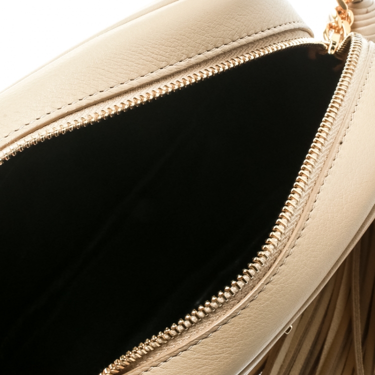 Pre Owned Saint Laurent Beige Leather Lou Camera Shoulder Bag