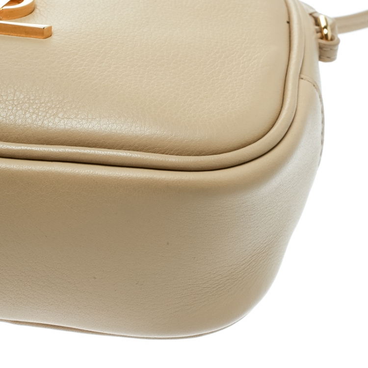 Pre Owned Saint Laurent Beige Leather Lou Camera Shoulder Bag
