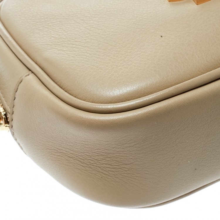 Pre Owned Saint Laurent Beige Leather Lou Camera Shoulder Bag