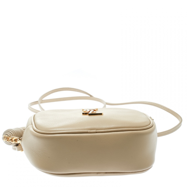 Pre Owned Saint Laurent Beige Leather Lou Camera Shoulder Bag