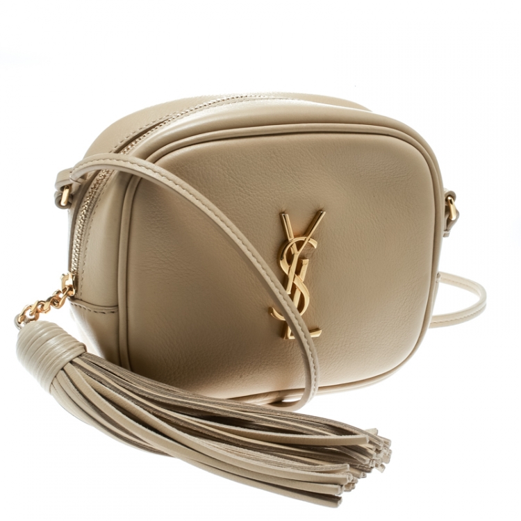 Pre Owned Saint Laurent Beige Leather Lou Camera Shoulder Bag