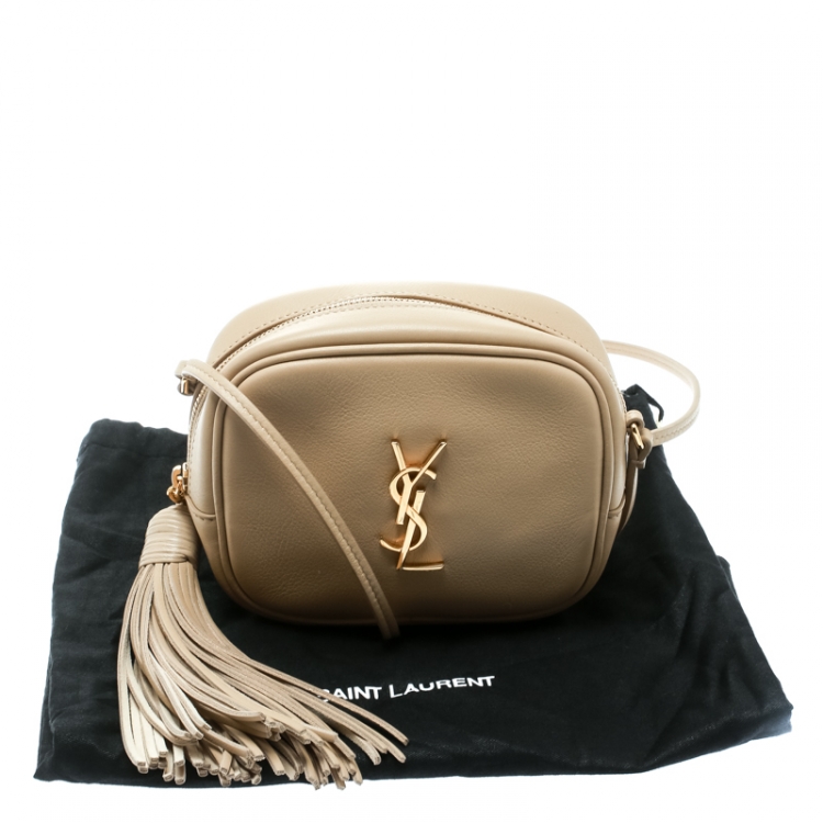 Pre Owned Saint Laurent Beige Leather Lou Camera Shoulder Bag