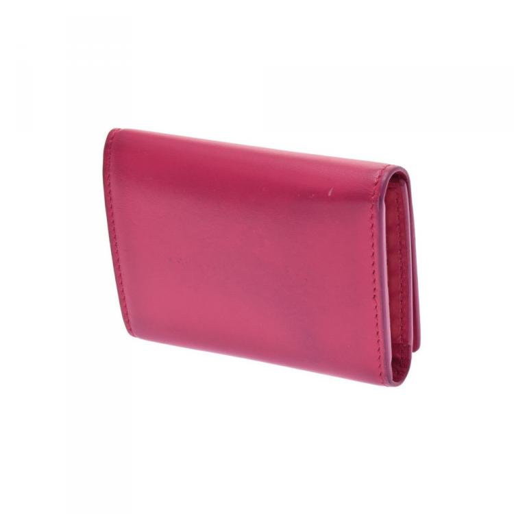 Pre Owned Saint Laurent Paris Pink Smooth Leather Key Case Holder