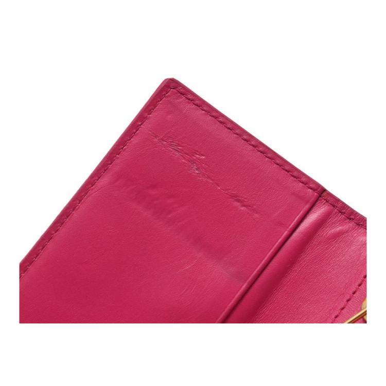 Pre Owned Saint Laurent Paris Pink Smooth Leather Key Case Holder