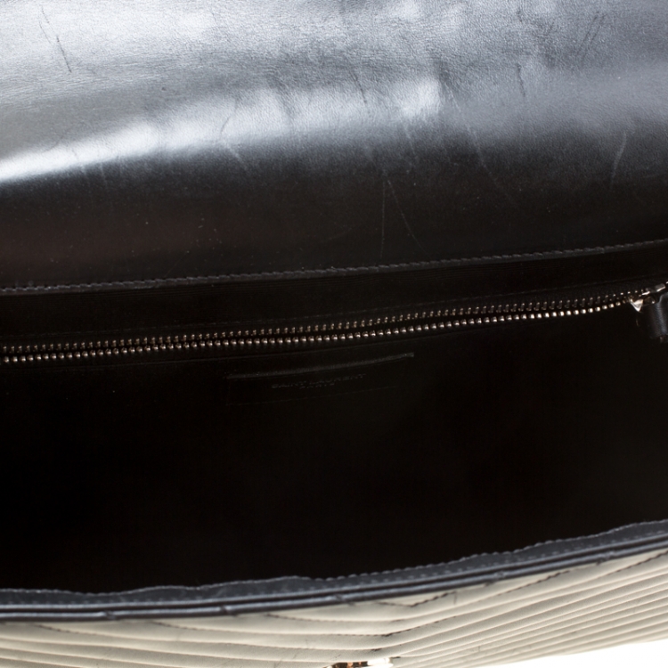 Pre Owned Saint Laurent Black Matelasse Leather Large Cassandre Flap Bag