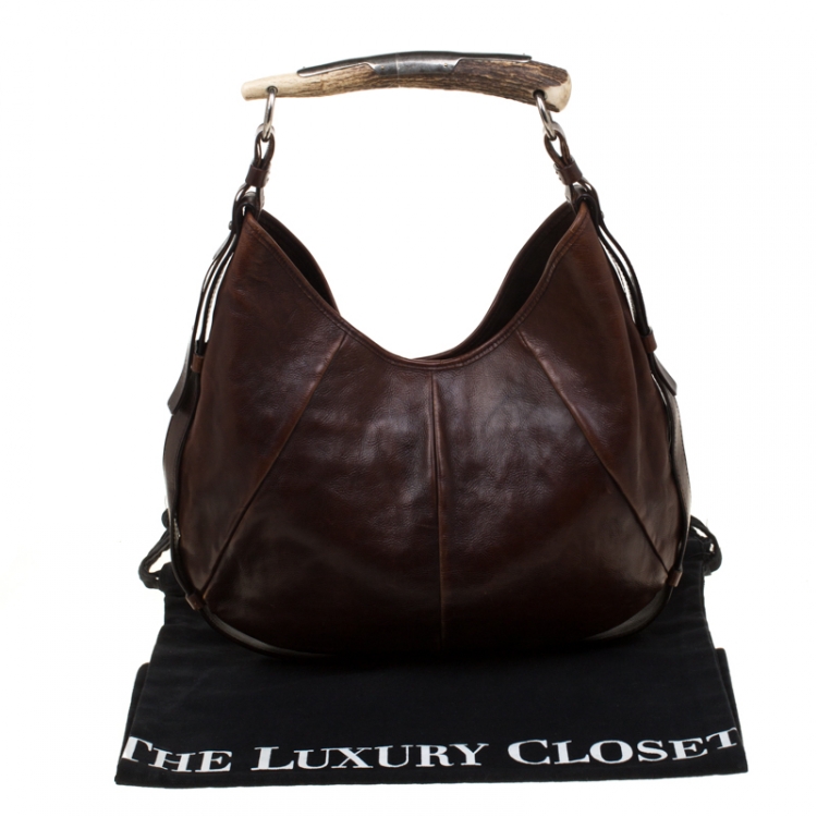 Pre Owned Saint Laurent Brown Leather Mombasa Hobo