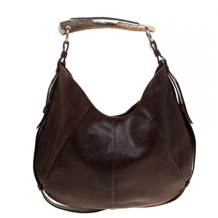 Pre Owned Saint Laurent Brown Leather Mombasa Hobo