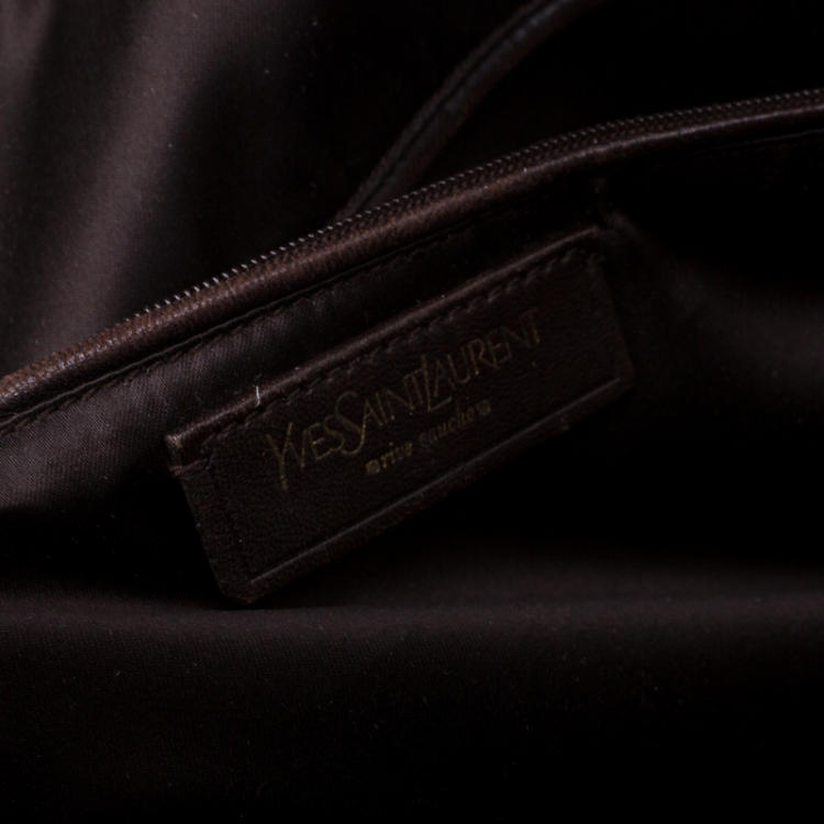 Pre Owned Saint Laurent Purple Leather Oversized Muse Bag