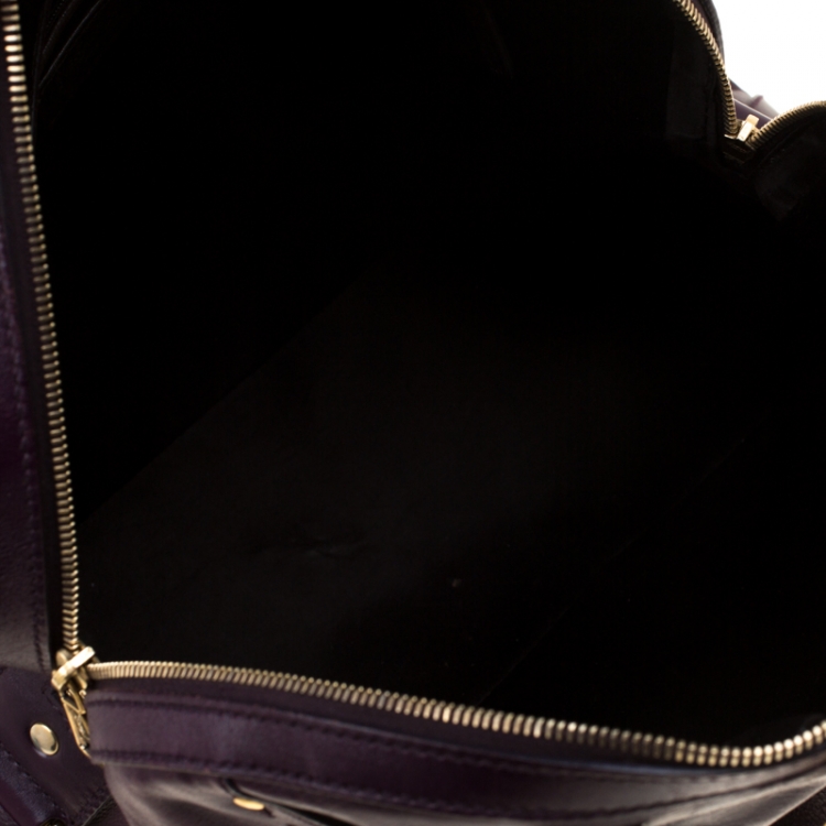 Pre Owned Saint Laurent Purple Leather Oversized Muse Bag