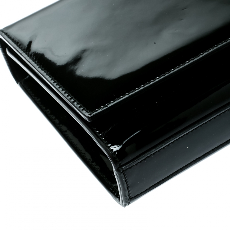 Pre Owned Saint Laurent Black Patent Leather Kate Clutch 