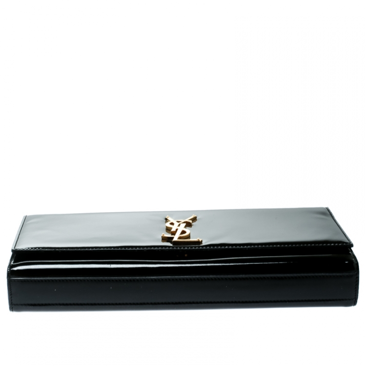 Pre Owned Saint Laurent Black Patent Leather Kate Clutch 