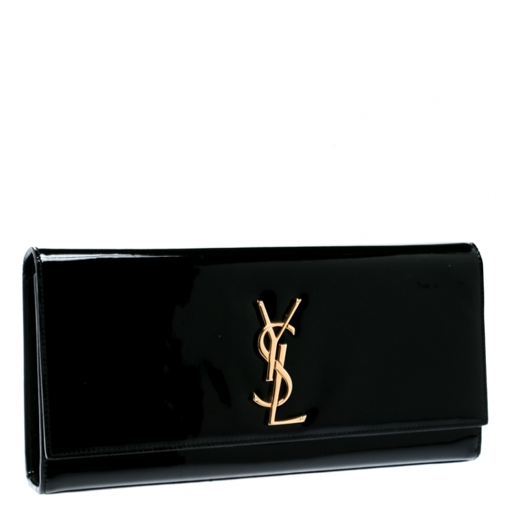 Pre Owned Saint Laurent Black Patent Leather Kate Clutch 