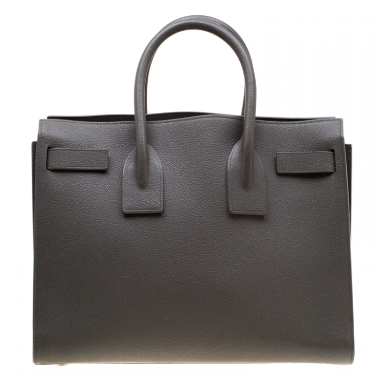 Pre Owned Saint Laurent Grey Leather Small Sac De Jour Top Handle Bag