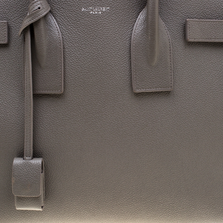 Pre Owned Saint Laurent Grey Leather Small Sac De Jour Top Handle Bag