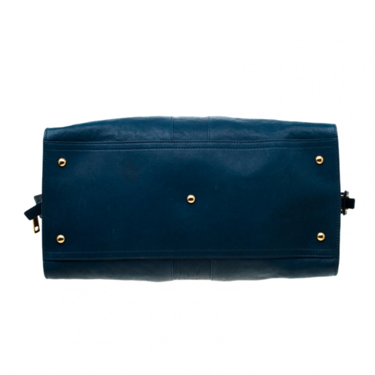Pre Owned Saint Laurent Blue Leather Large Cabas Chyc  Tote