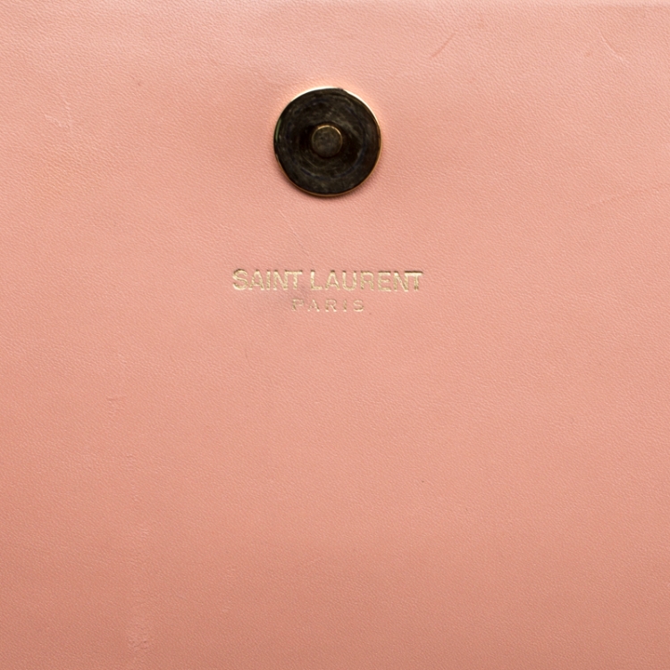 Pre Owned Saint Laurent Peach Leather Kate Tassel Clutch 