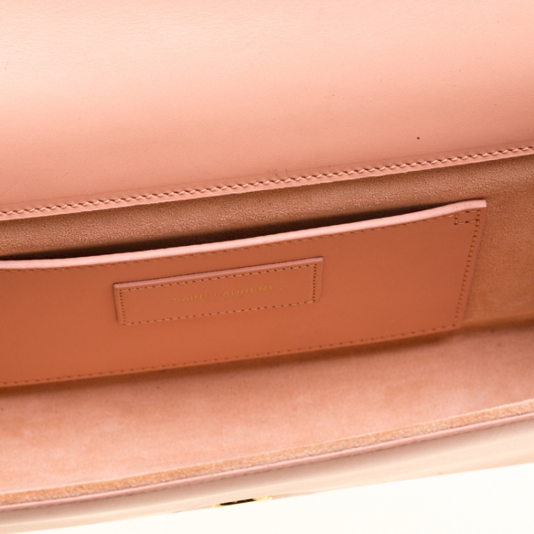 Pre Owned Saint Laurent Peach Leather Kate Tassel Clutch 