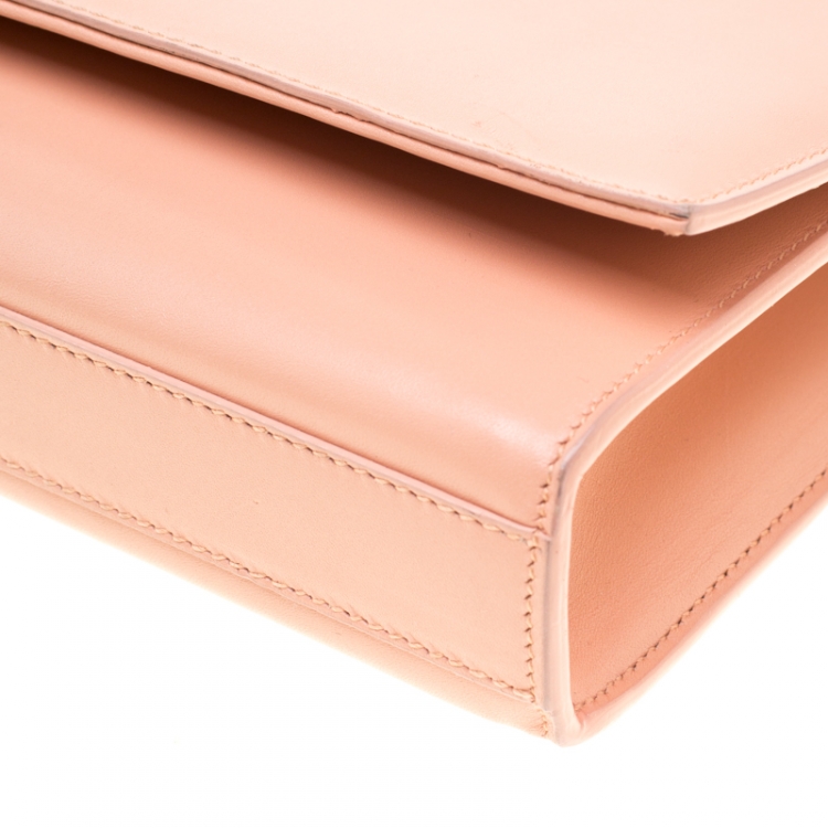 Pre Owned Saint Laurent Peach Leather Kate Tassel Clutch 